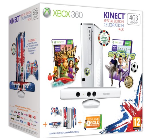 Xbox 360 4GB Celebration Pack with Kinect Sensor and Two Games